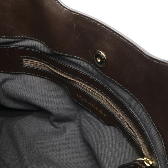 BURBERRY Shadow Horse Nova Check Tote Bag Shoulder PVC Leather Beige Dark Brown - Picture 7 of 10